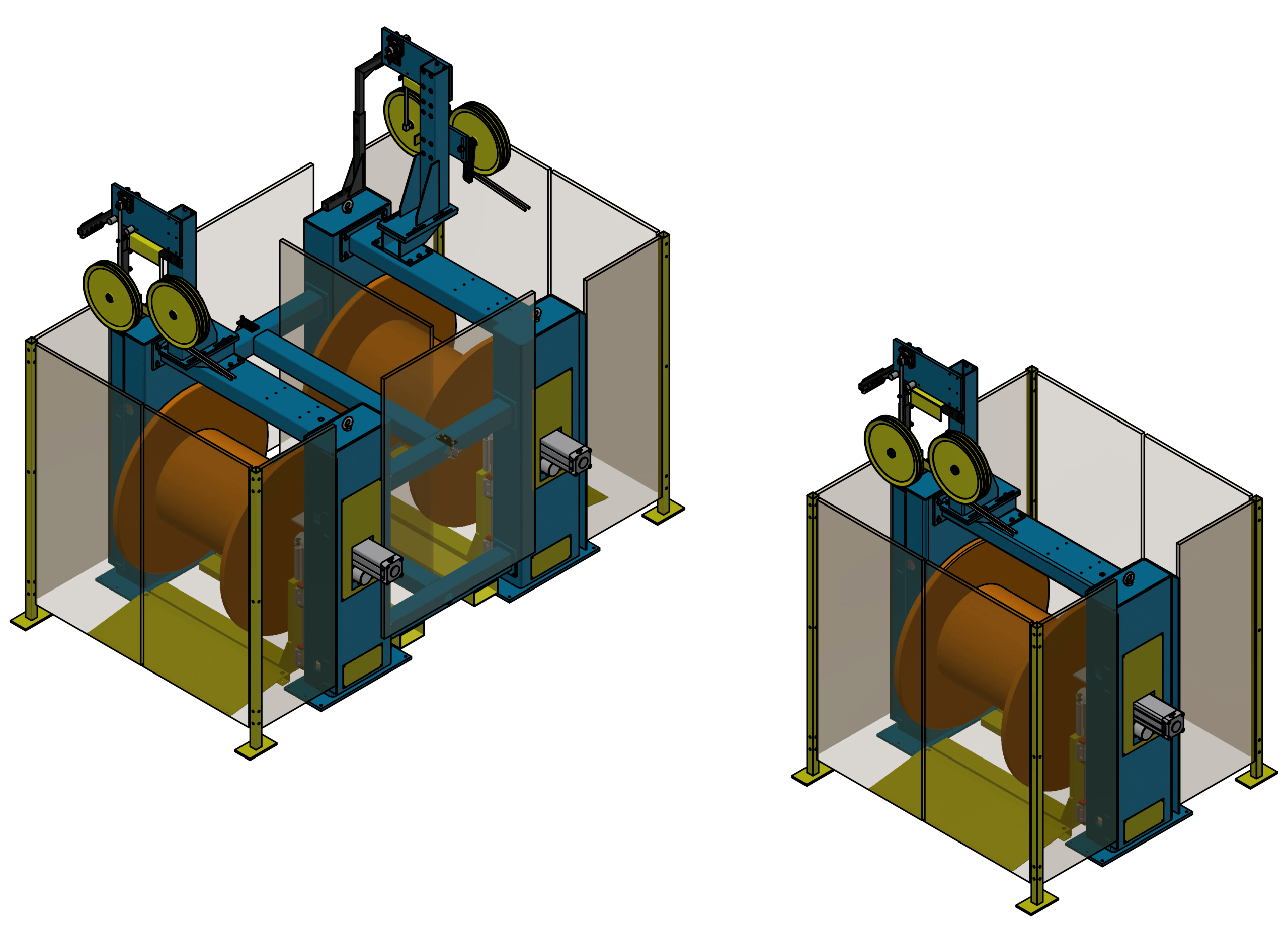 SLT.1000 Loose Tube Unwinder — technical drawing with dimensions and component layout